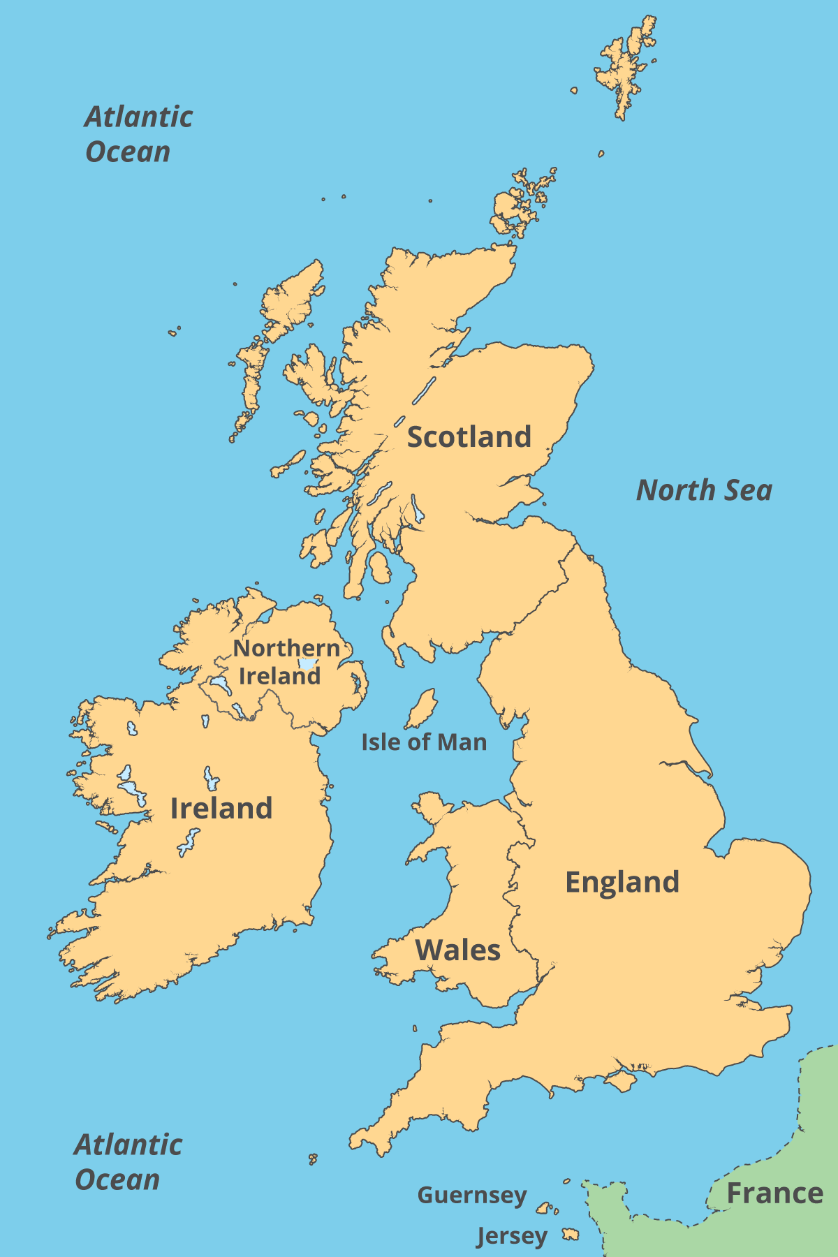 A map of The British Isles and Crown Dependencies