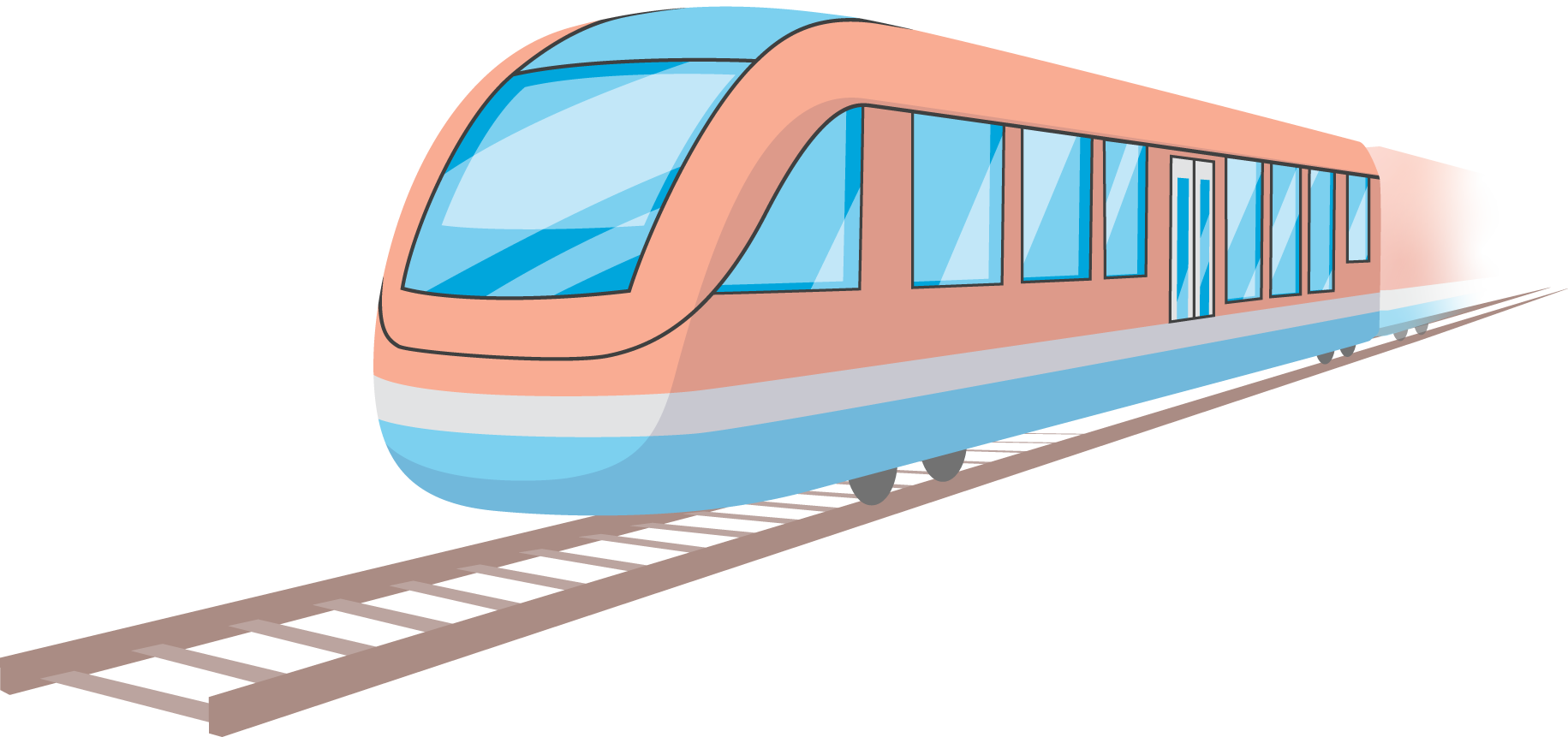 Commuter train on train track.