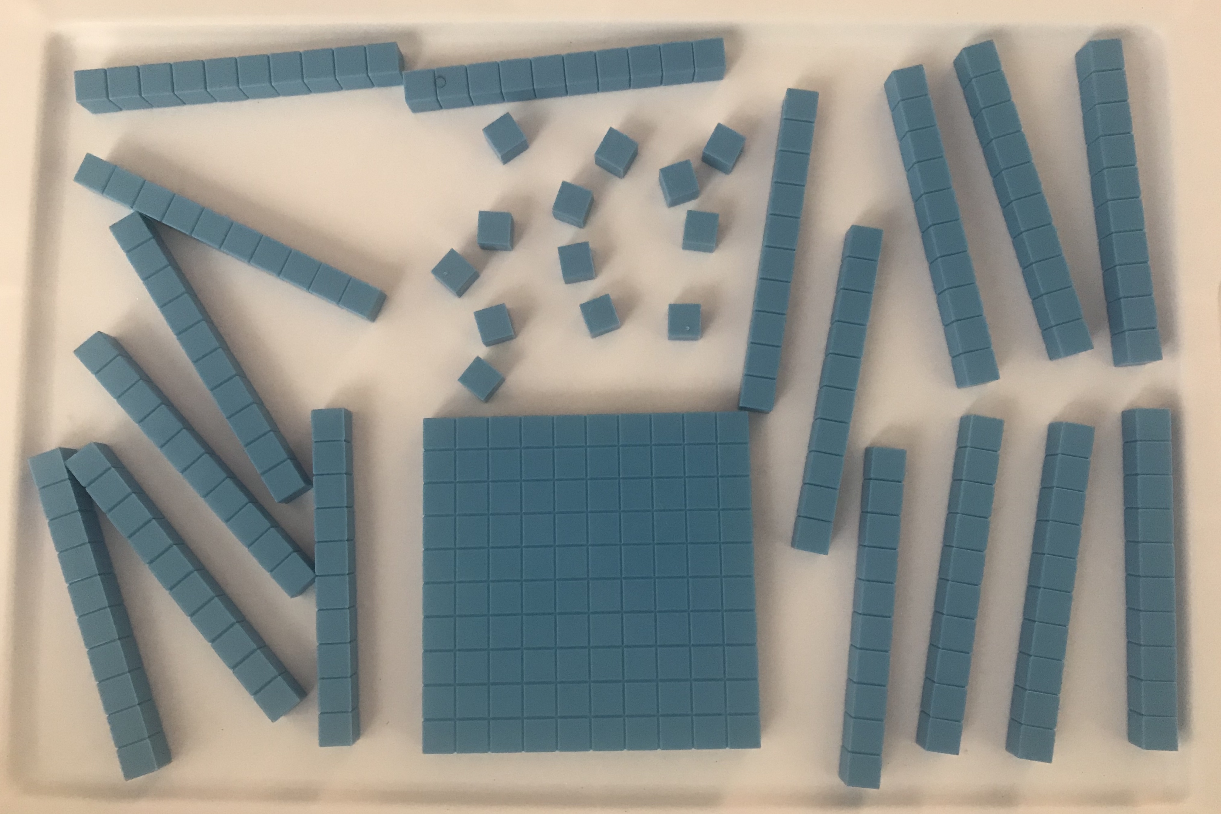 Base-ten blocks.